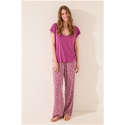 Pantalón largo estampado morado