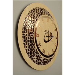 Pey Aksesuar Ahşap Ve Aynalı Vav Motifli Duvar Saati 0131