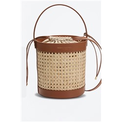 Bolso saco de rafia y piel St Tropez Beige y camel