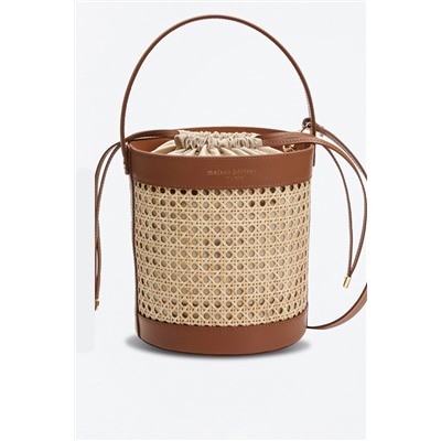 Bolso saco de rafia y piel St Tropez Beige y camel