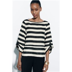 STRIPED LINEN TOP
