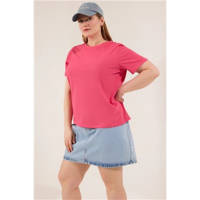Gül Kurusu Regular Fit Basic Bisiklet Yaka %100 Pamuk Örme Büyük Beden T-Shirt TBBSS22TS0733
