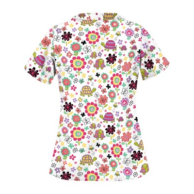 UA Slowpoke White Print Scrub Top