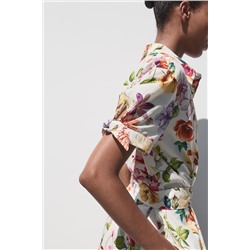 PRINTED POPLIN MIDI DRESS