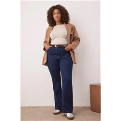 İndigo Yüksek Bel Comfort İspanyol Paça Flare Fit Jeans TBBAW23JE00001