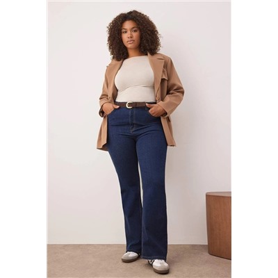 İndigo Yüksek Bel Comfort İspanyol Paça Flare Fit Jeans TBBAW23JE00001