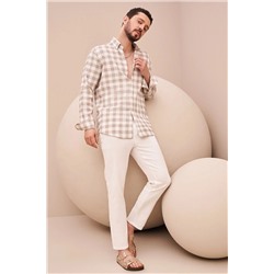 Avva Erkek Beyaz Yandan Cepli Beli Lastikli Keten Dokulu Relaxed Fit Rahat Kesim Pantolon E003052
