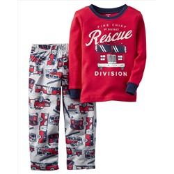 2-Piece Cotton & Fleece PJs