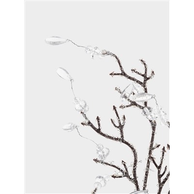 Ветка декоративная, 65 см, акрил/пластик, серебристая, Белые кристаллы, Interior silver