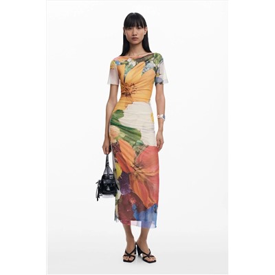 Vestido midi tul flores