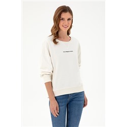 Kadın Krem Bisiklet Yaka Sweatshirt