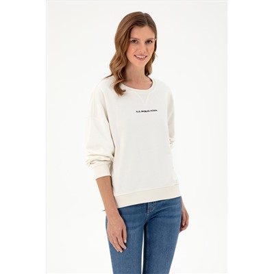 Kadın Krem Bisiklet Yaka Sweatshirt