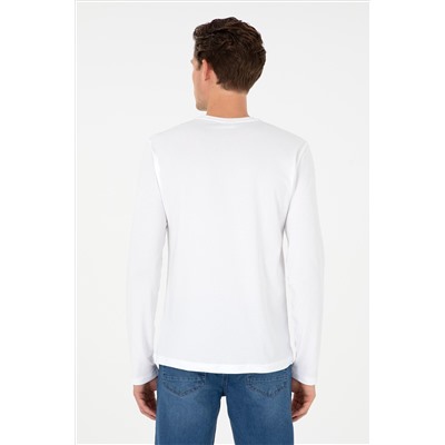 Erkek Beyaz Basic Sweatshirt