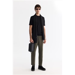 Siyah Bisiklet Yaka Jakarlı Rayon Triko T-Shirt