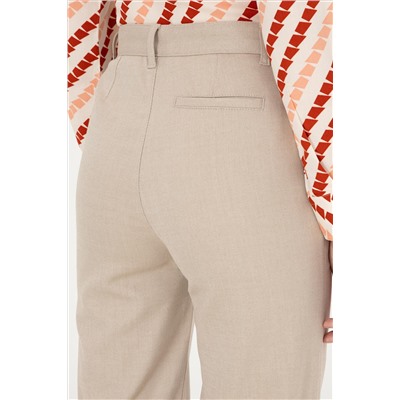 Kadın Kum Straight Fit Kanvas Pantolon