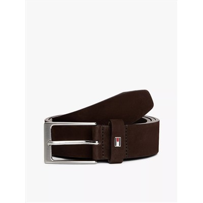 Square-Buckle Nubuck Leather Belt