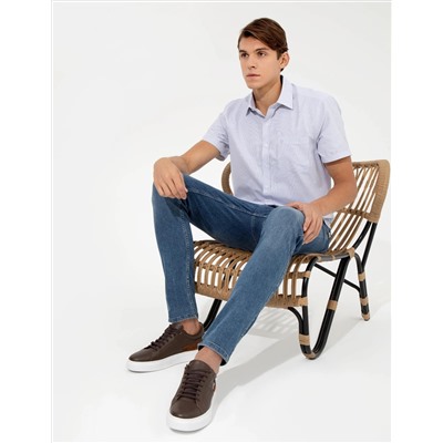 Lacivert Regular Fit Kısa Kollu Gömlek