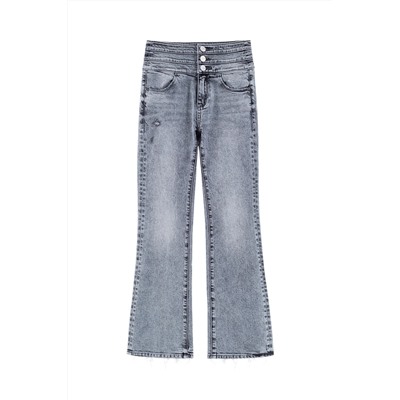 Vaquero bootcut 7/8 de tiro alto Gris claro