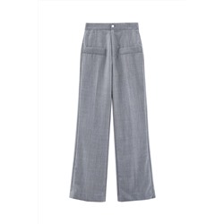 Pantalón palazzo de lana de tiro alto - Gris jaspeado