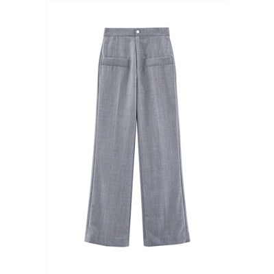 Pantalón palazzo de lana de tiro alto - Gris jaspeado
