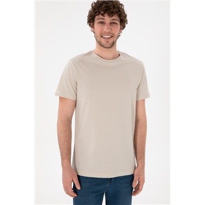 Erkek Regular Fit Bisiklet Yaka Taş Basic Tişört