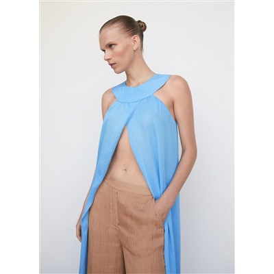 Vestido plisado cuello halter