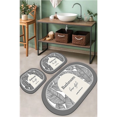 Chilai Home Earth Surface Djt 3 Lu Set Banyo Halısı Banyo Paspası 8683264328121