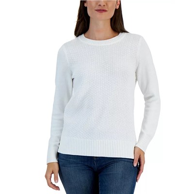 KAREN SCOTT Women's Cotton Zigzag Sweater, Created for Macy's