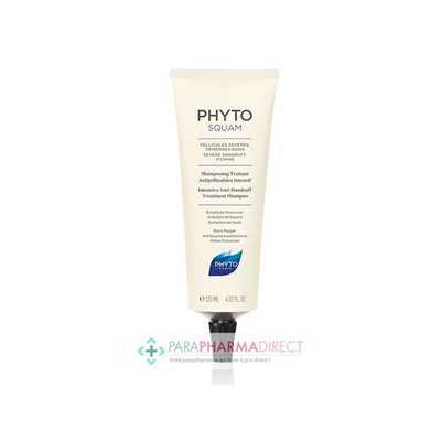 Phyto Squam Shampooing Traitant Antipelliculaire Intensif Pellicules Sévères, Démangeaisons 125ml