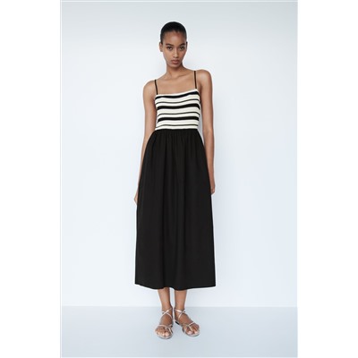 RUSTIC DRESS WITH CONTRAST BUST
