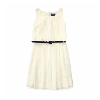 Pleated Belted Georgette Dress
