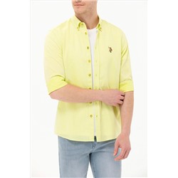 Erkek Neon Sarı Uzun Kollu Basic Gömlek