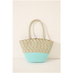 Bolso capazo rafia verde logo