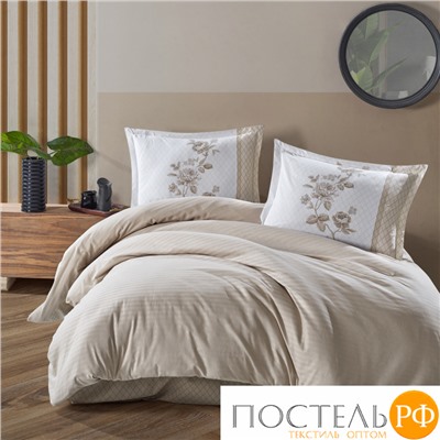 Постельное белье "Карвен" DELUXE ранфорс евро Suave Beige v-4