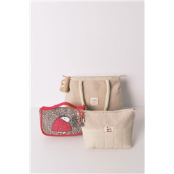 Bolso grande acolchado beige Snoopy