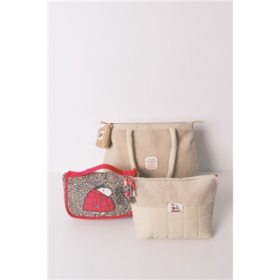 Bolso grande acolchado beige Snoopy