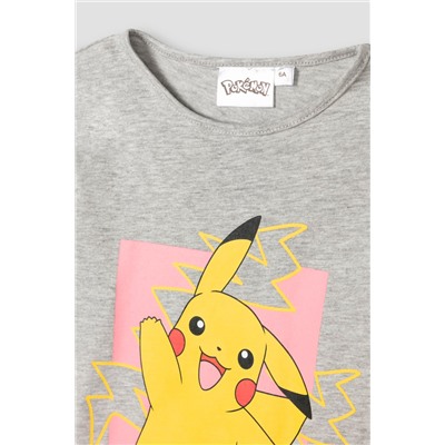 Camiseta Pikachu Pokémon Gris claro jaspeado