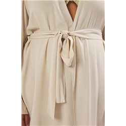 Ekru Kolu Fırfırlı Volanlı Viskon Plaj Giyim Dokuma Büyük Beden Kimono&Kaftan TBBSS23DE00001