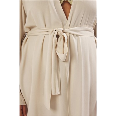 Ekru Kolu Fırfırlı Volanlı Viskon Plaj Giyim Dokuma Büyük Beden Kimono&Kaftan TBBSS23DE00001