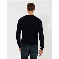 Lacivert Slim Fit Bisiklet Yaka Basic Triko Kazak