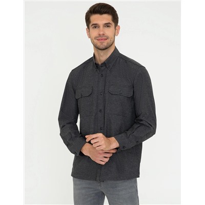 Siyah Comfort Fit Uzun Kollu Gömlek