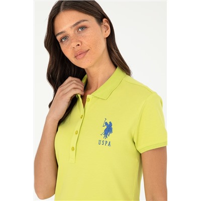Kadın Fıstık Yeşili Polo Yaka Mini Boy Örme Elbise