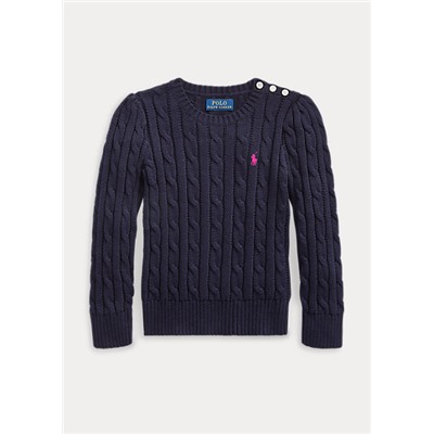 Girls 2-6x Cable-Knit Cotton Sweater