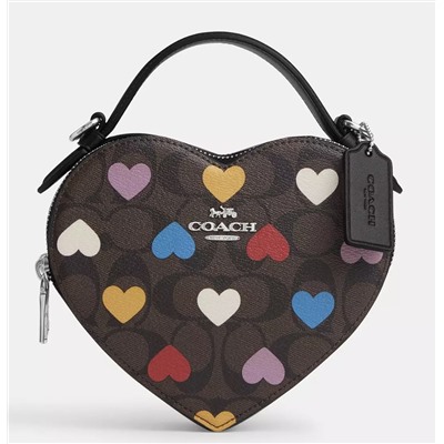 Heart Crossbody In Signature Canvas With Heart Print