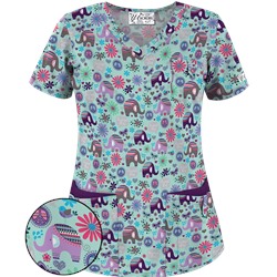 UA Beautiful Day Cool Blue Scrub Top