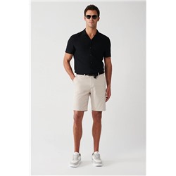 Avva Erkek Bej Armürlü Esnek Relaxed Fit Rahat Kesim Chino Kanvas Şort B003730