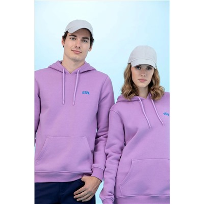 Lila Kapüşonlu Basic Sweatshirt (Unisex)