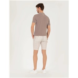 Bej Slim Fit Bermuda Şort