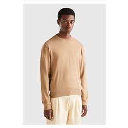 United Colors of Benetton Erkek Bej Yün Karışımlı kazak Kahverengi 123A101AU103Q