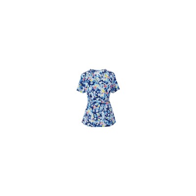 koi Stretch Scrubs River Floral Mock Wrap Print Top